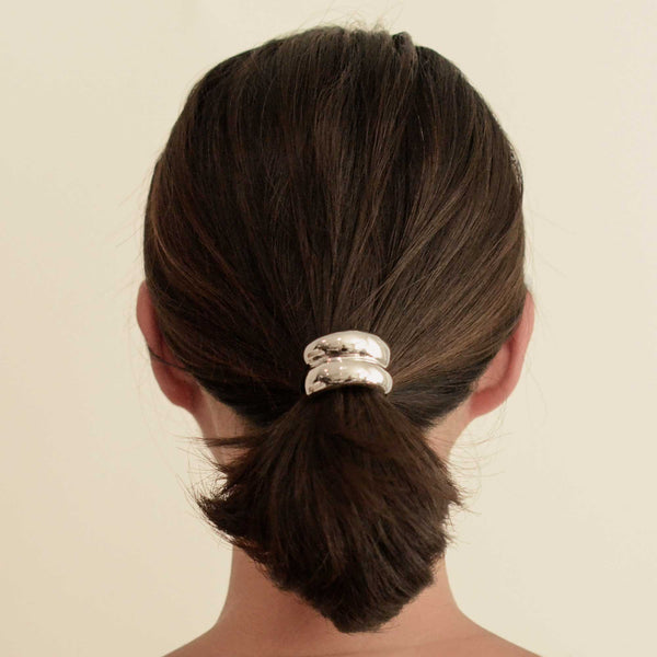 Mini Double Arch Metal Ponytail Hair Tie | Silver