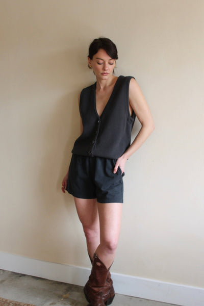 Nina Vintage Cotton Short: Faded Black