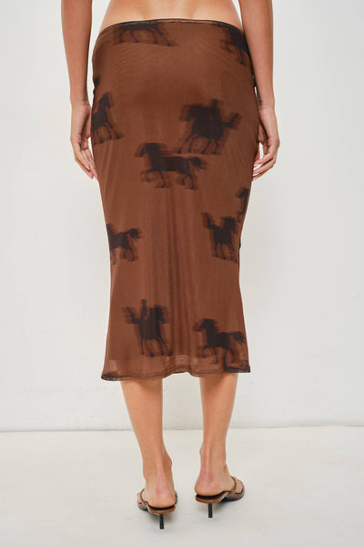 Horse Print Midi Skirt