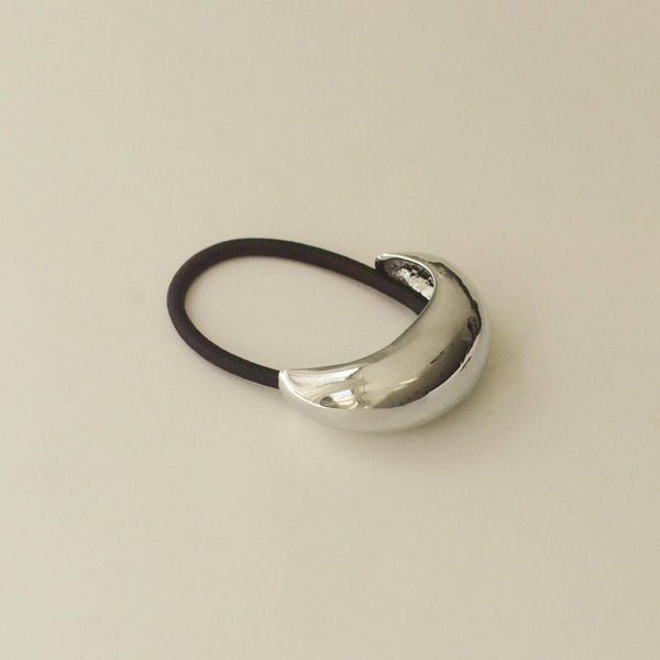 Narrow Crescent Metal Cuff Hair Tie | Silver