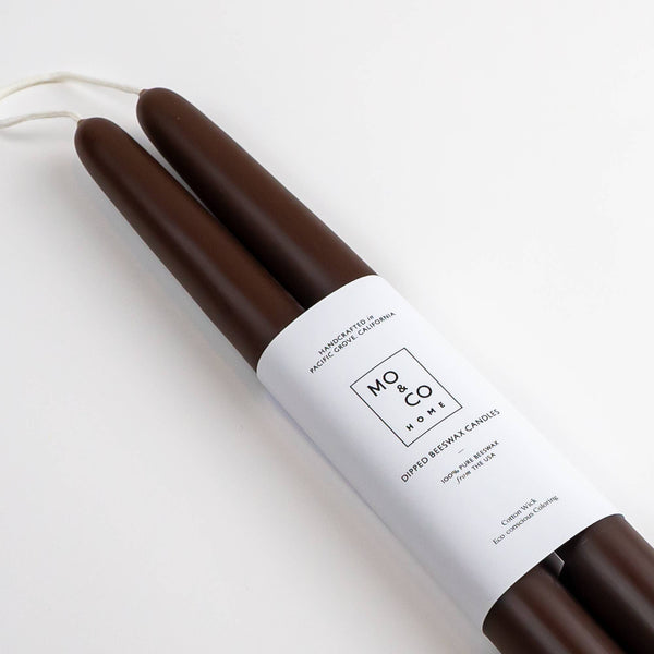 100% Beeswax Dipped Taper Candles - Chestnut