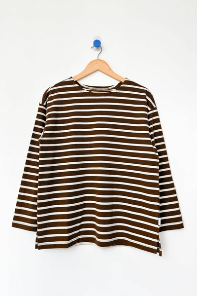 Marseille Top: White Stripe on Coffee