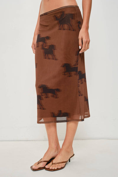 Horse Print Midi Skirt