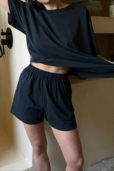 Nina Vintage Cotton Short: Faded Black