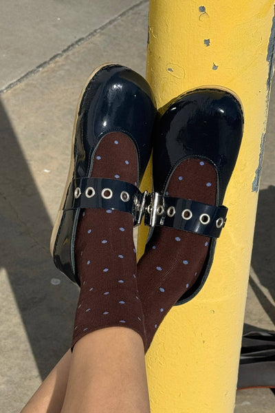 Sneaker Socks: Cacao/Blue