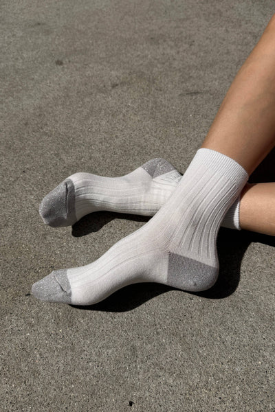Her Glow Socks: WHITE / SILVER