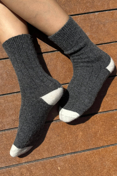 Classic Cashmere Socks: Charcoal Melange