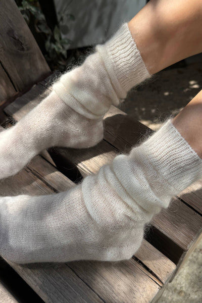 Mohair Veil Socks: Cream
