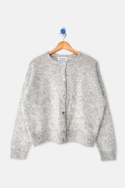 Ayla Mohair Cardigan: Ht. Grey