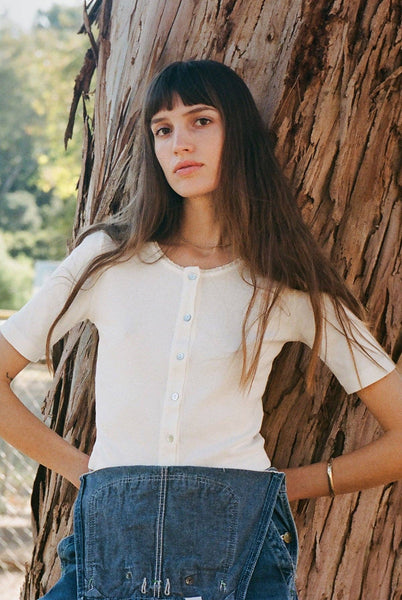 Short Sleeve Organic Cardi: Ivory