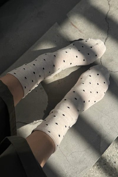 Sneaker Socks: Oatmeal Dot