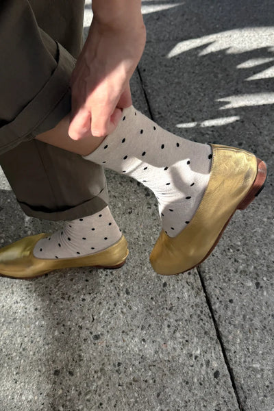 Sneaker Socks: Oatmeal Dot