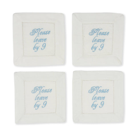 Bye-Bye at Nine Embroidered Cocktail Napkins