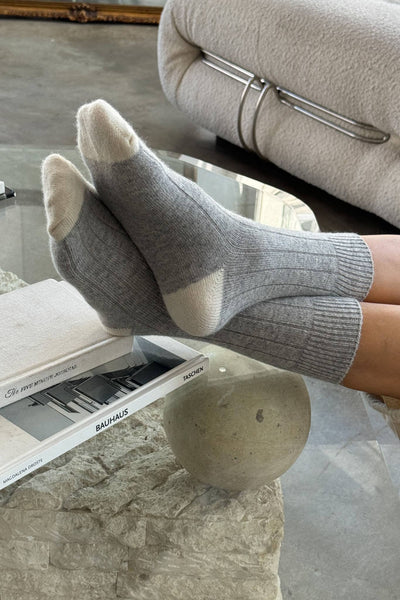 Classic Cashmere Socks: Grey Melange
