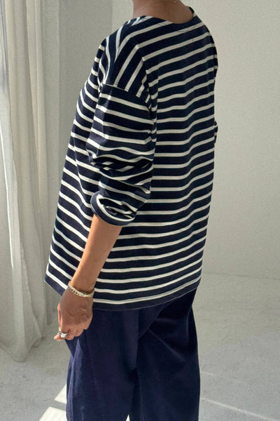 Marseille Top: White Stripe On Navy