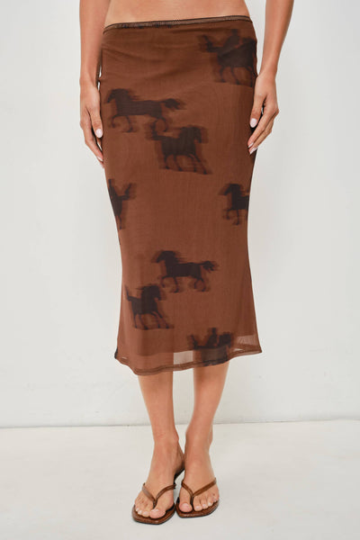 Horse Print Midi Skirt