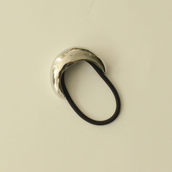Narrow Crescent Metal Cuff Hair Tie | Silver