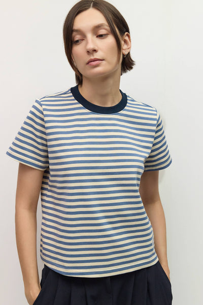 The Cooper Top: Blue/Cream