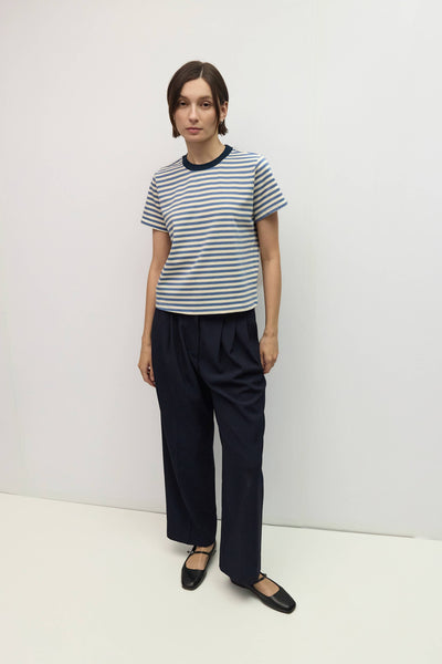 The Cooper Top: Blue/Cream