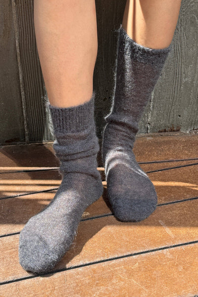 Mohair Veil Socks: Charcoal