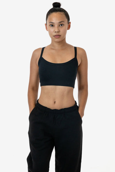 Cropped Spaghetti Tank Top - Black