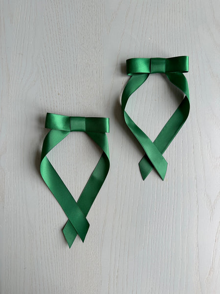 bow clip duo - forest green