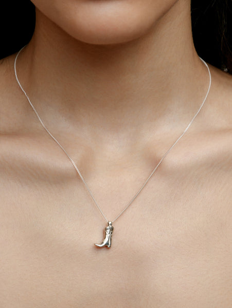 sterling cowboy boot necklace