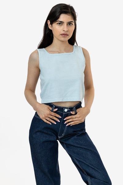 Garment Dye Crop Tank - Light Blue
