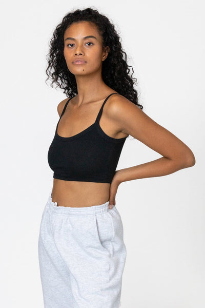 Cropped Spaghetti Tank Top - Black