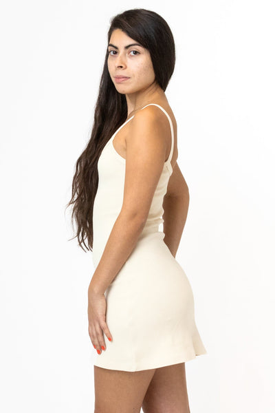 Heavy Rib Spaghetti Mini Dress - Creme