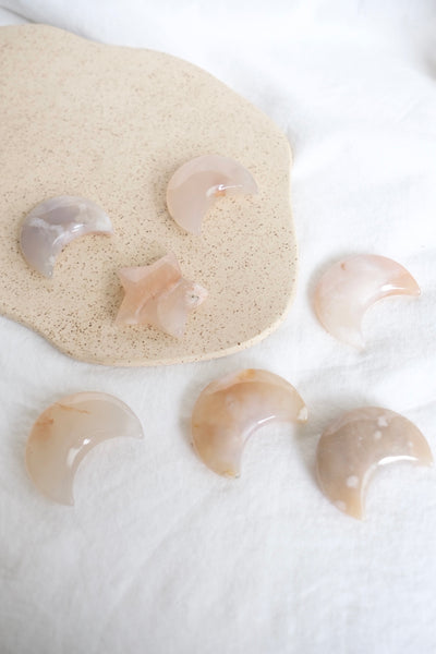 flower agate moons and stars