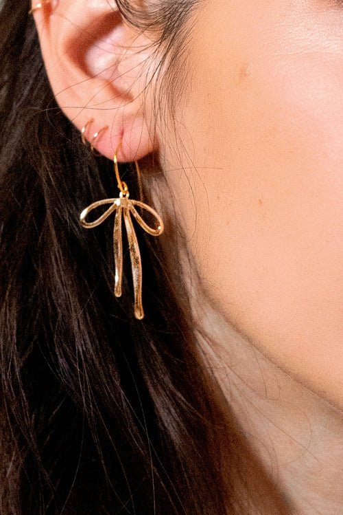 bow earring - gold