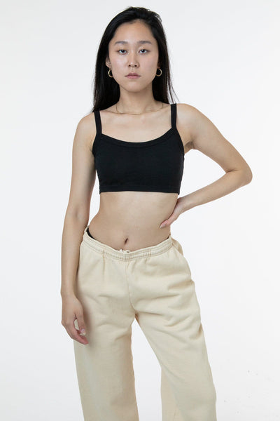 Cropped Spaghetti Tank Top - Black