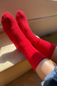 classic cashmere sock - red