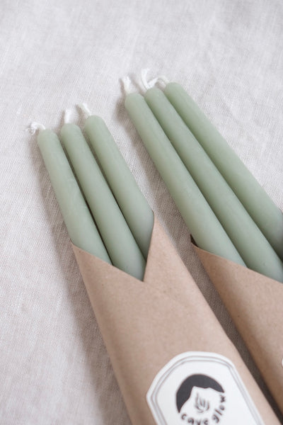 sage beeswax taper set