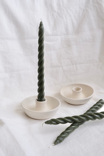 matte white taper candle holder